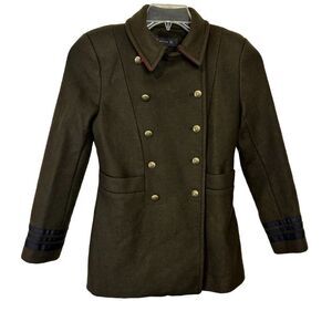 Zara Safari Jacket‎ S field Woman military coat Olive Green Pockets